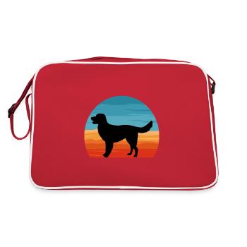 German Longhaired Pointer Dog Silhouette Retro - Retro Bag - red/white - Back