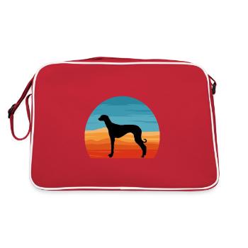 Old Croatian Sighthound Dog Silhouette Retro Sun - Retro Bag - red/white - Back