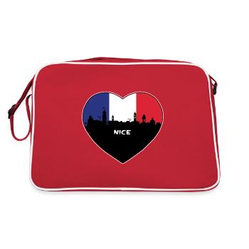 Nice France Flag Skyline Travel Souvenir - Retro Bag - red/white - Back