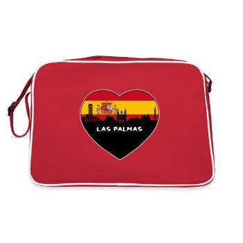 Las Palmas Spain Flag Skyline Travel Souvenir - Retro Bag - red/white - Back