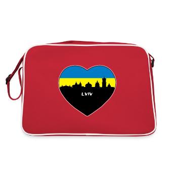 Lviv Ukraine Drapeau Skyline Voyage Souvenir - Sac Retro - rouge/blanc - Dos