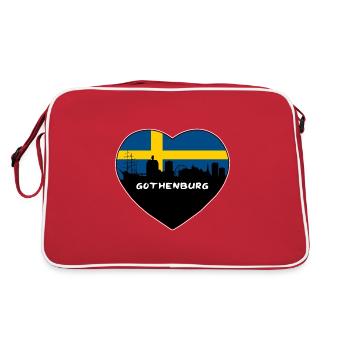 Göteborg Suède Drapeau Skyline Travel Souvenir - Sac Retro - rouge/blanc - Dos