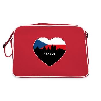 Prague Czechia Flag Skyline Travel Souvenir - Retro Bag - red/white - Back