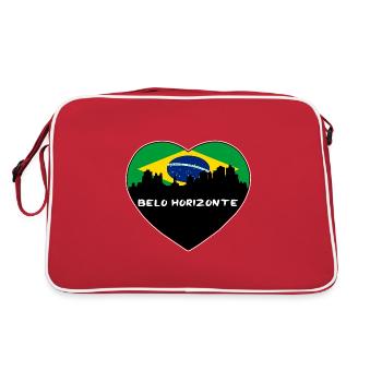 Belo Horizonte Brazil Flag Skyline Travel Souvenir - Retro Bag - red/white - Back