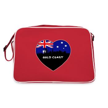 Gold Coast Australia Flag Skyline Travel Souvenir - Retro Bag - red/white - Back