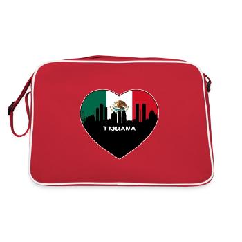 Tijuana Mexico Flag Skyline Travel Souvenir - Retro Bag - red/white - Back
