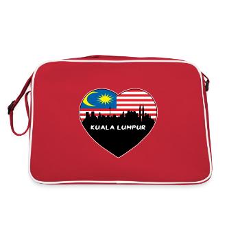 Kuala Lumpur Malaysia Flagge Skyline Reise Souvenir - Retro Tasche - Rot/Weiß - Hinten