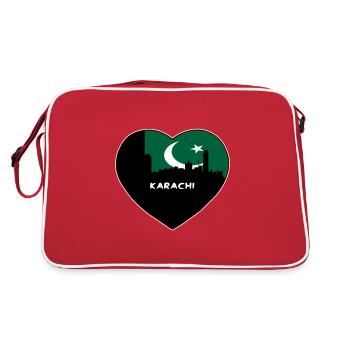 Karachi Pakistan Flag Skyline Souvenir de voyage - Sac Retro - rouge/blanc - Dos