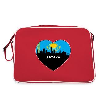 Astana Kazakhstan Flag Skyline Souvenir de voyage - Sac Retro - rouge/blanc - Dos