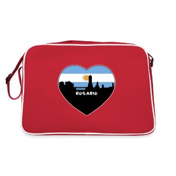 Rosario Argentina Flag Skyline Souvenir de voyage - Sac Retro - rouge/blanc - Dos