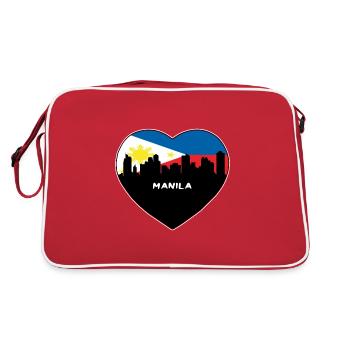 Manille Philippines Flag Skyline Souvenir de voyage - Sac Retro - rouge/blanc - Dos