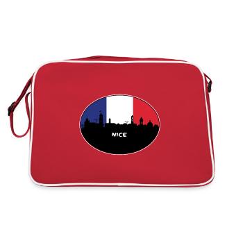 Nice France Flag Skyline Travel Souvenir - Retro Bag - red/white - Back
