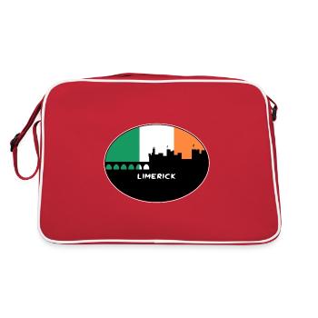Limerick Ireland Flag Skyline Travel Souvenir - Retro Bag - red/white - Back