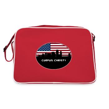 Corpus Christi Texas USA Flagge Skyline Reisen Souve - Retro Tasche - Rot/Weiß - Hinten