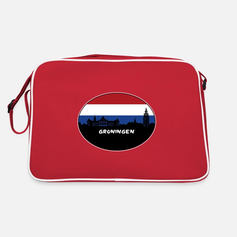 Groningen Netherlands Flag Skyline Silhouette Trav Retro Bag