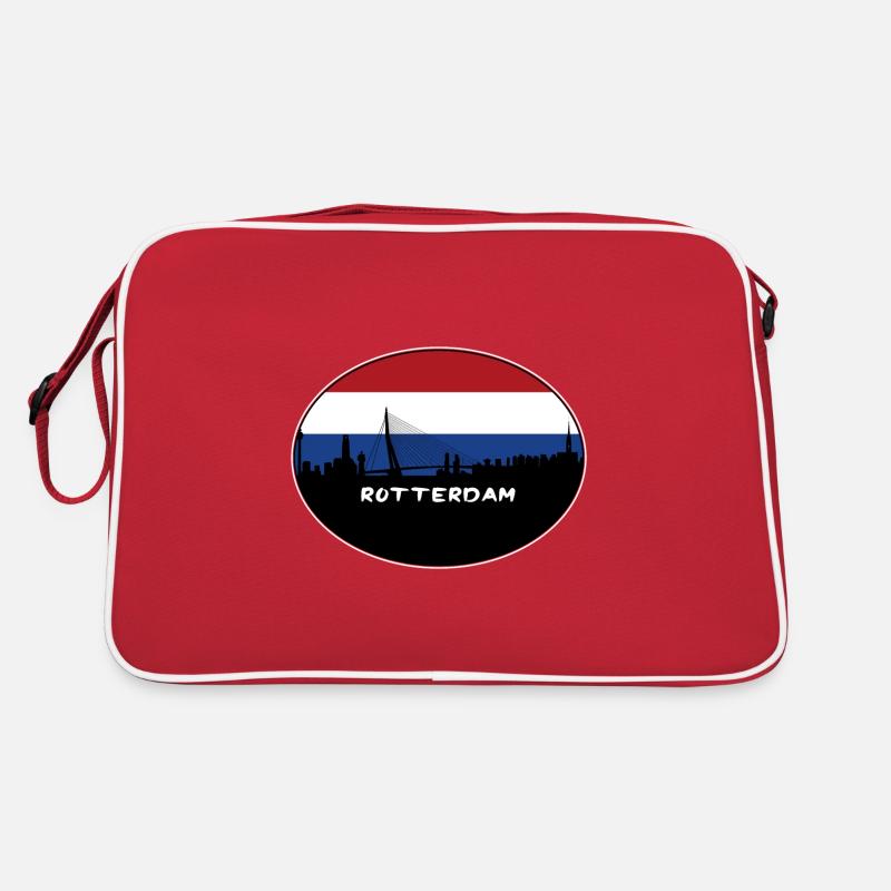 Rotterdam Pays-Bas Drapeau Skyline Silhouette Trav Sac Retro