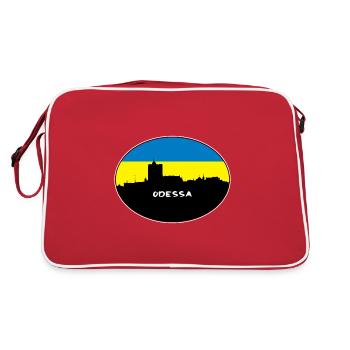 Odessa Ukraine Flagge Skyline Silhouette Reisen - Retro Tasche - Rot/Weiß - Hinten