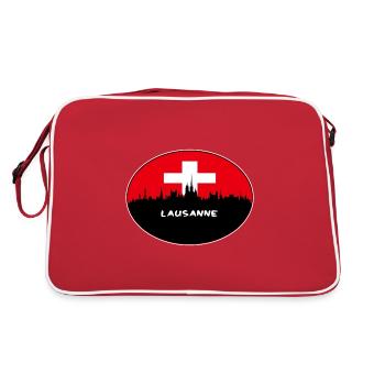 Lausanne Suisse Drapeau Skyline Silhouette Trave - Sac Retro - rouge/blanc - Dos