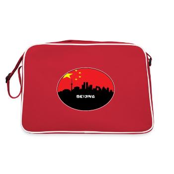 Pékin Chine Drapeau Skyline Silhouette Travel - Sac Retro - rouge/blanc - Dos