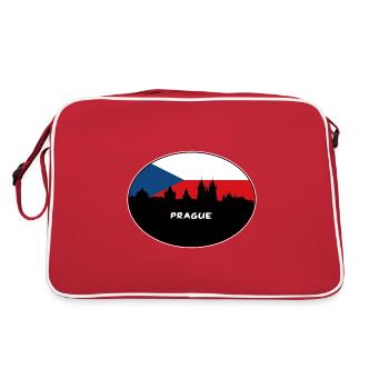 Prague Czechia Flag Skyline Silhouette Travel - Retro Bag - red/white - Back