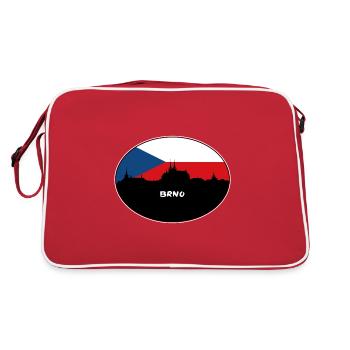 Brünn Tschechien Flagge Skyline Silhouette Reisen - Retro Tasche - Rot/Weiß - Hinten