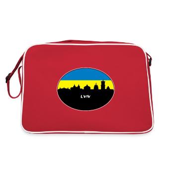 Lviv Ukraine Drapeau Skyline Voyage Silhouette - Sac Retro - rouge/blanc - Dos