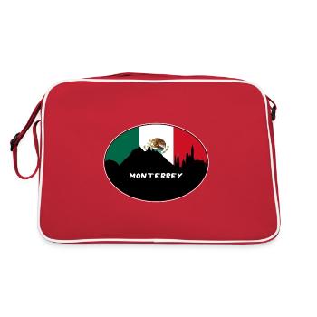 Drapeau de Monterrey Mexique Skyline Voyage Silhouette - Sac Retro - rouge/blanc - Dos