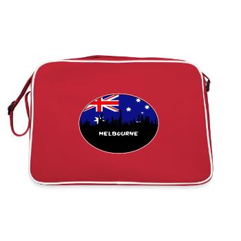 Melbourne Australia Flag Skyline Silhouette Travel - Retro Bag - red/white - Back