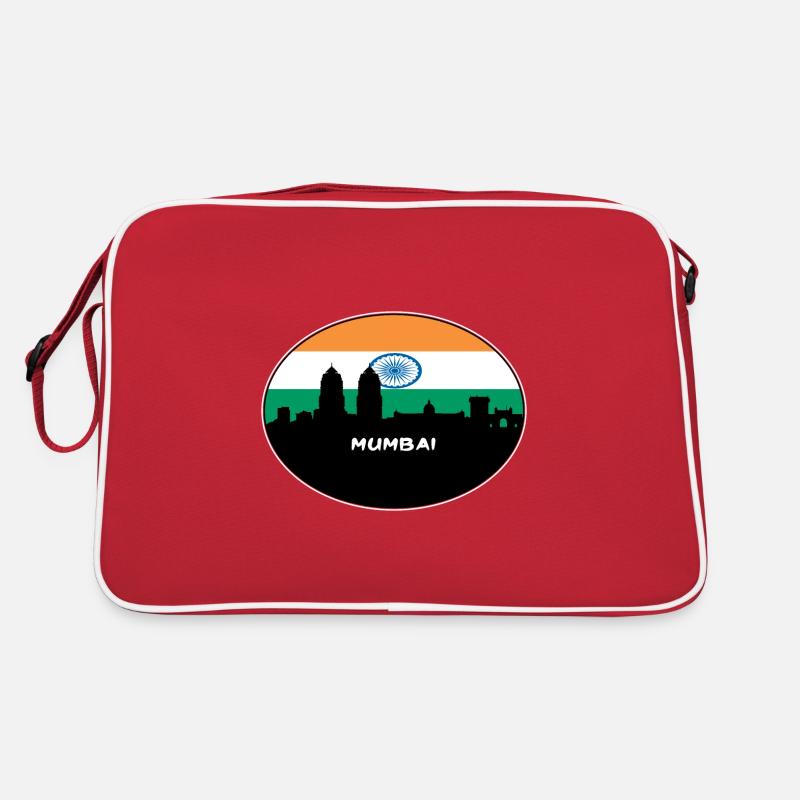 Mumbai Inde Drapeau Skyline Voyage Silhouette Sac Retro