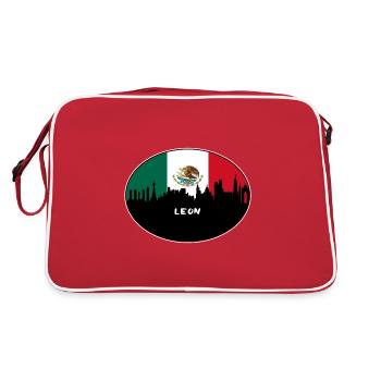 Leon Mexique Drapeau Skyline Silhouette Travel - Sac Retro - rouge/blanc - Dos
