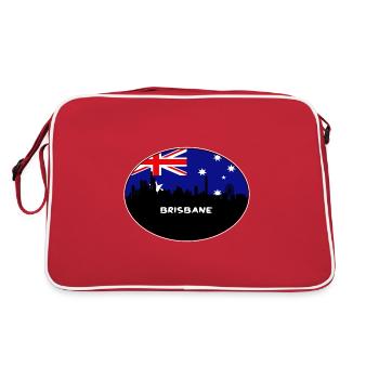 Brisbane Australia Flag Skyline Silhouette Travel - Retro Bag - red/white - Back