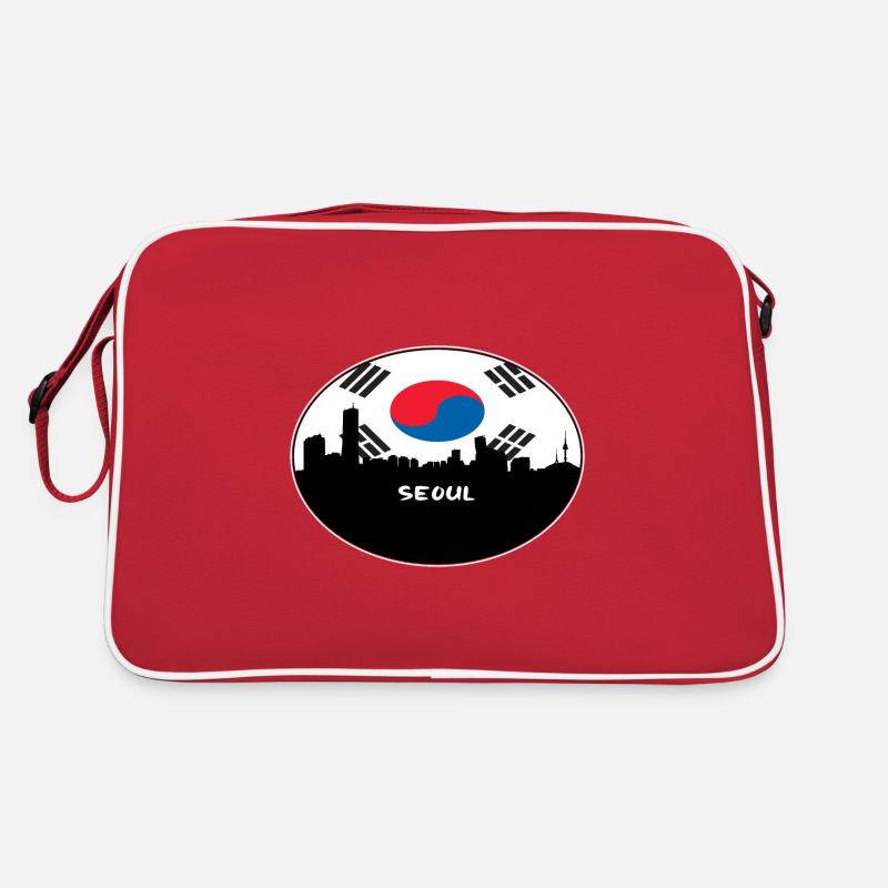 Séoul Corée du Sud Drapeau Skyline Silhouette Travel Sac Retro