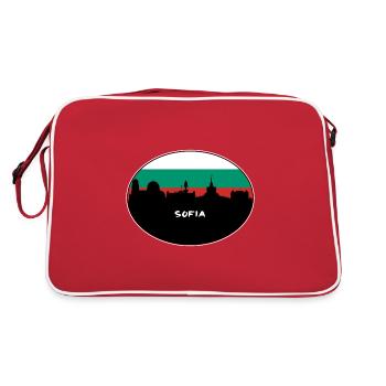 Sofia Bulgaria Flag Skyline Silhouette Travel - Retro Bag - red/white - Back