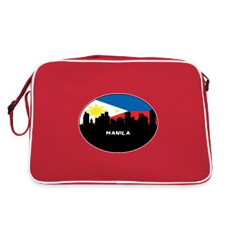 Manille Philippines Drapeau Skyline Silhouette Travel - Sac Retro - rouge/blanc - Dos
