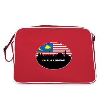 Kuala Lumpur Malaysia Flagge Skyline Silhouette Trav - Retro Tasche - Rot/Weiß - Hinten