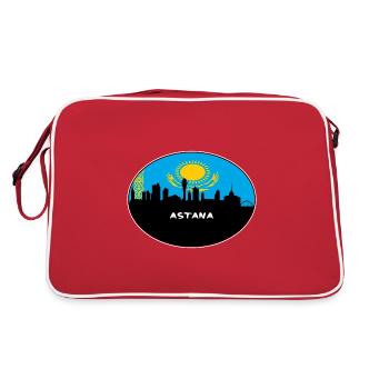 Astana Kazakhstan Drapeau Skyline Voyage Silhouette - Sac Retro - rouge/blanc - Dos