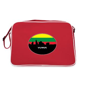 Vilnius Lituanie Drapeau Skyline Voyage Silhouette - Sac Retro - rouge/blanc - Dos