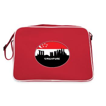 singapour, singapour, drapeau, horizon, silhouette, voyage - Sac Retro - rouge/blanc - Dos