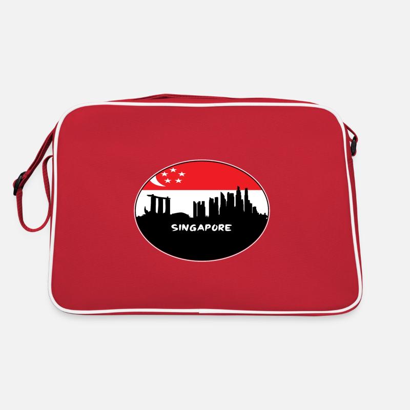 singapour, singapour, drapeau, horizon, silhouette, voyage Sac Retro
