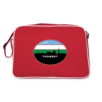Tachkent Ouzbékistan Drapeau Skyline Voyage Silhouette - Sac Retro - rouge/blanc - Dos