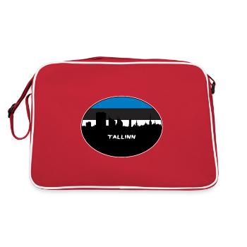 Tallinn Estonie Drapeau Skyline Voyage Silhouette - Sac Retro - rouge/blanc - Dos