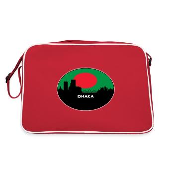 Dhaka Bangladesh Flag Skyline Silhouette Travel - Retro Bag - red/white - Back