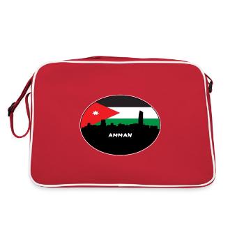 amman, jordanie, drapeau, horizon, silhouette, voyage - Sac Retro - rouge/blanc - Dos