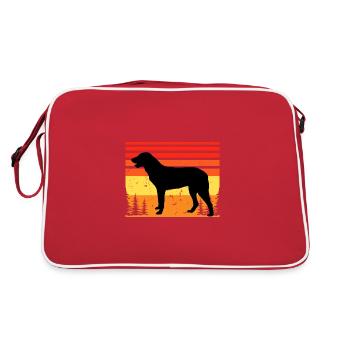 Cao De Castro Laboreiro Dog Silhouette Retro Sun - Retro Bag - red/white - Back