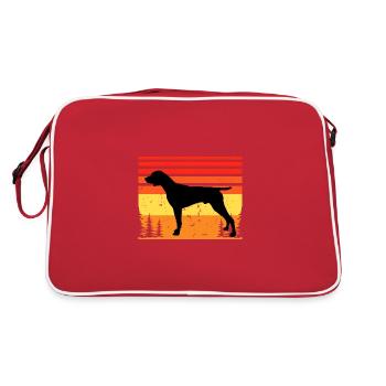 German Shorthaired Pointer Dog Silhouette Retro - Retro Bag - red/white - Back