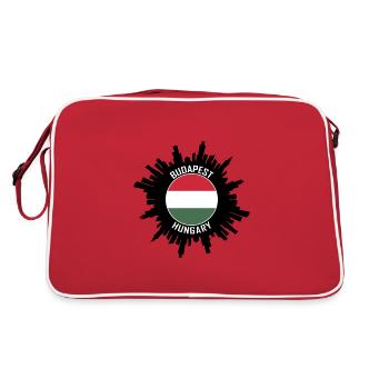 Budapest Skyline Ungarn Flagge Reise Souvenir - Retro Tasche - Rot/Weiß - Hinten