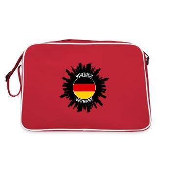 Rostock Skyline Allemagne Flag Souvenir de voyage - Sac Retro - rouge/blanc - Dos