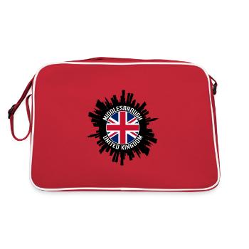 Middlesbrough Skyline UK Flagge Reise-Souvenir - Retro Tasche - Rot/Weiß - Hinten