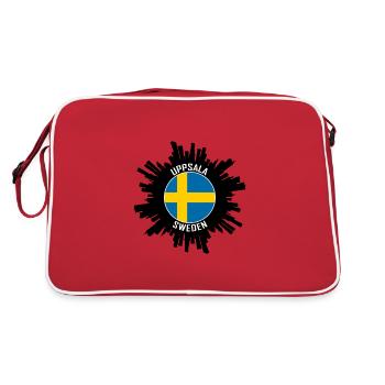 Uppsala Skyline Sweden Flag Travel Souvenir - Retro Bag - red/white - Back