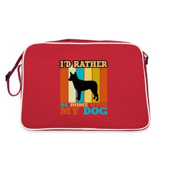 Silhouette de chien de bétail australien à queue de souche - Sac Retro - rouge/blanc - Dos